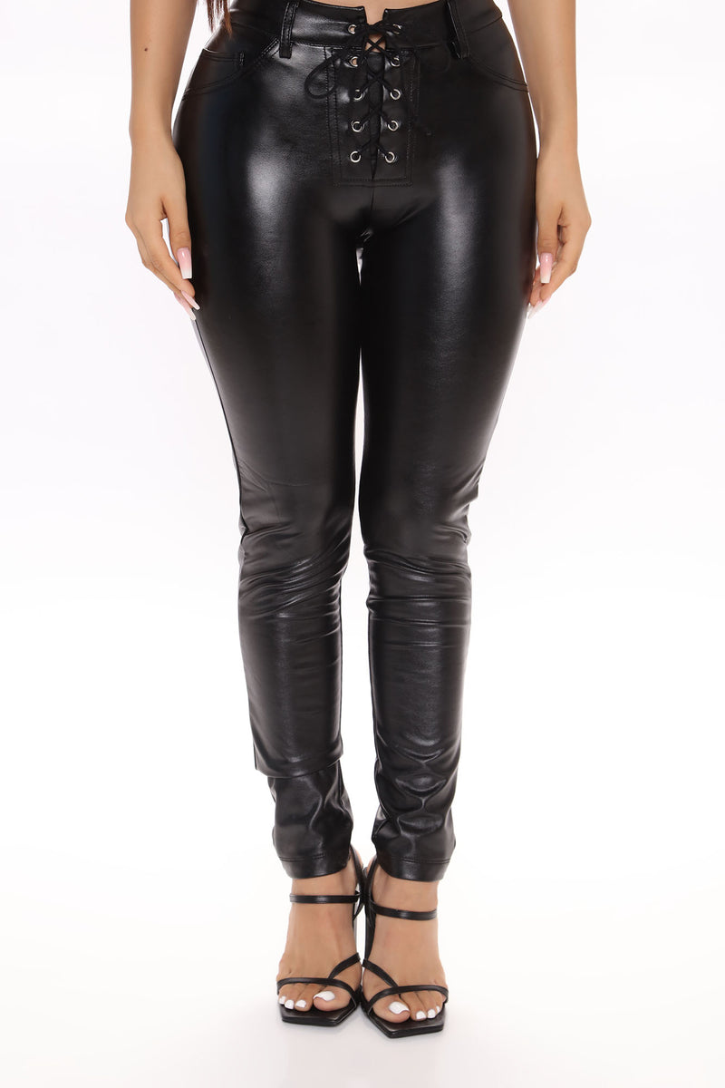 Studio City Straight Leg Faux Leather Pant - Black