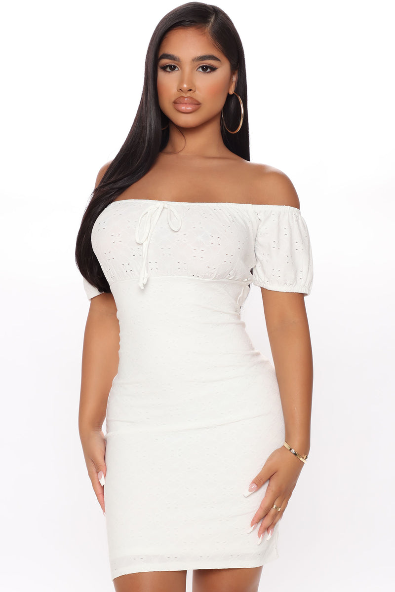 White off the shoulder dress fashion nova top