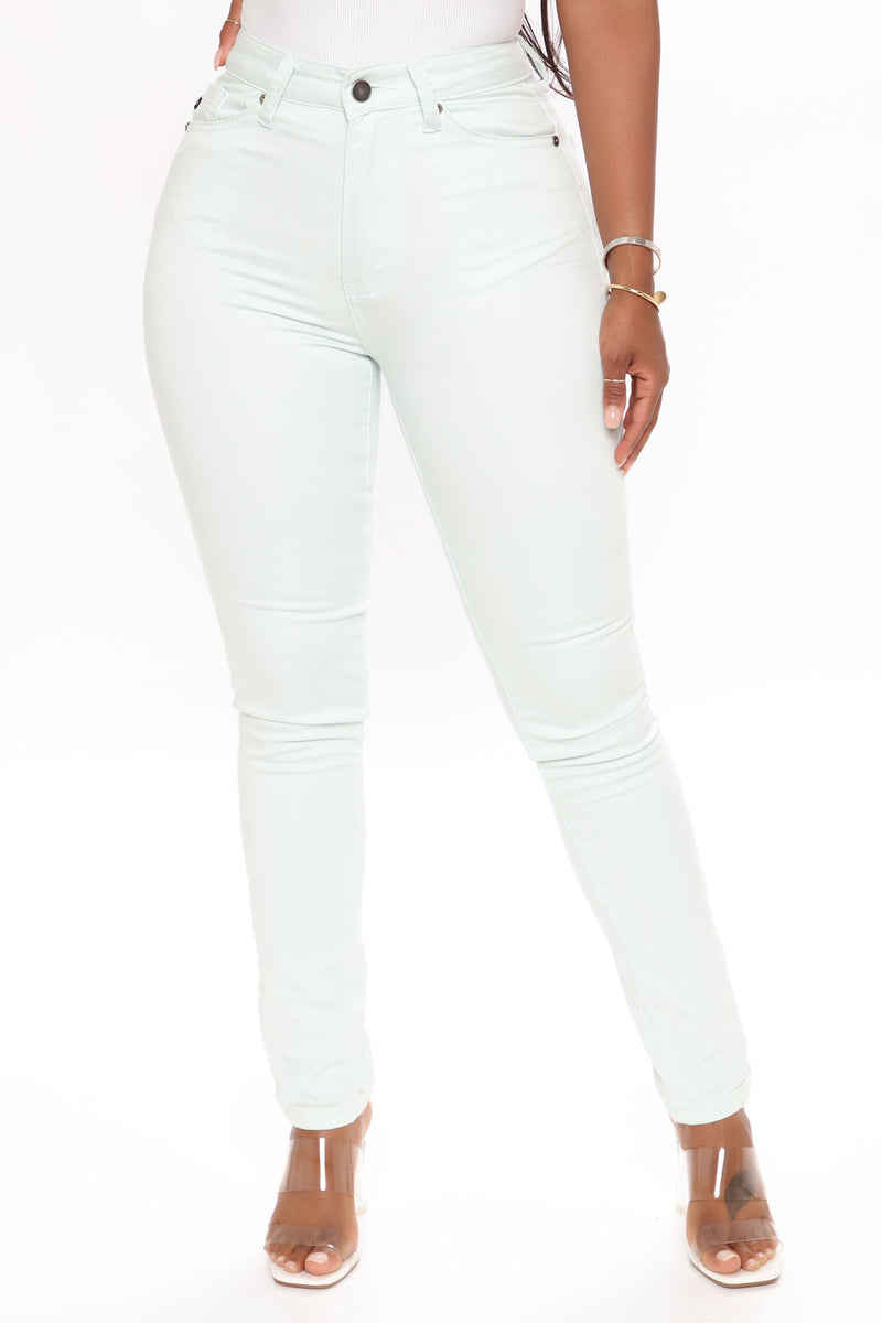 Practically Perfect Pastel Skinny Jeans Mint Fashion Nova, Jeans
