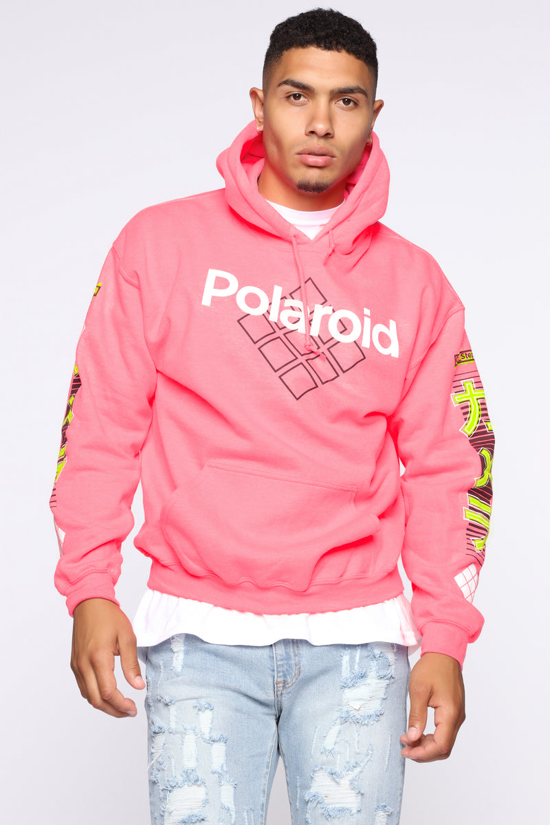 One Step Polaroid Hoodie NeonPink Fashion Nova Mens Graphic