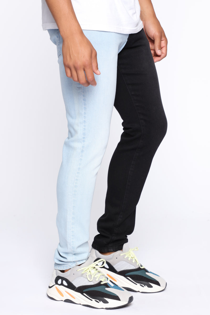 Two Tone Skinny Jeans Black combo