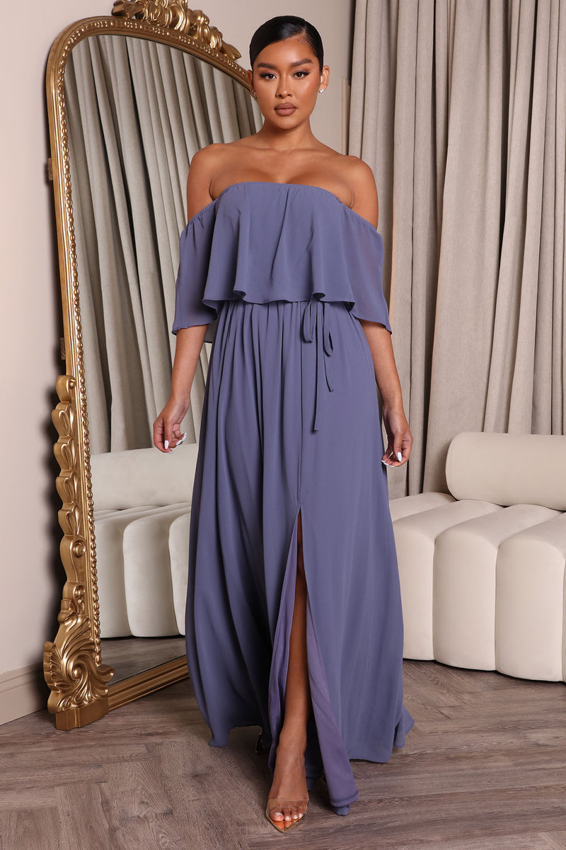 Slate Blue Maxi Dress - Chiffon Maxi Dress - Pleated Maxi Dress - Lulus