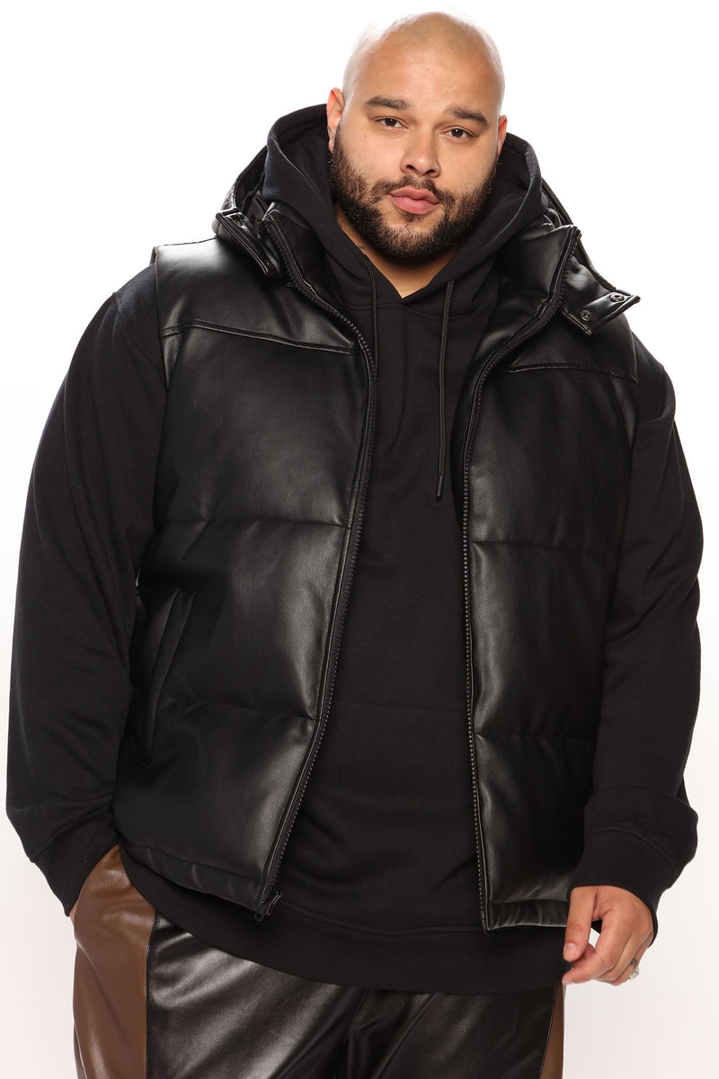 Leather puffer vest store mens