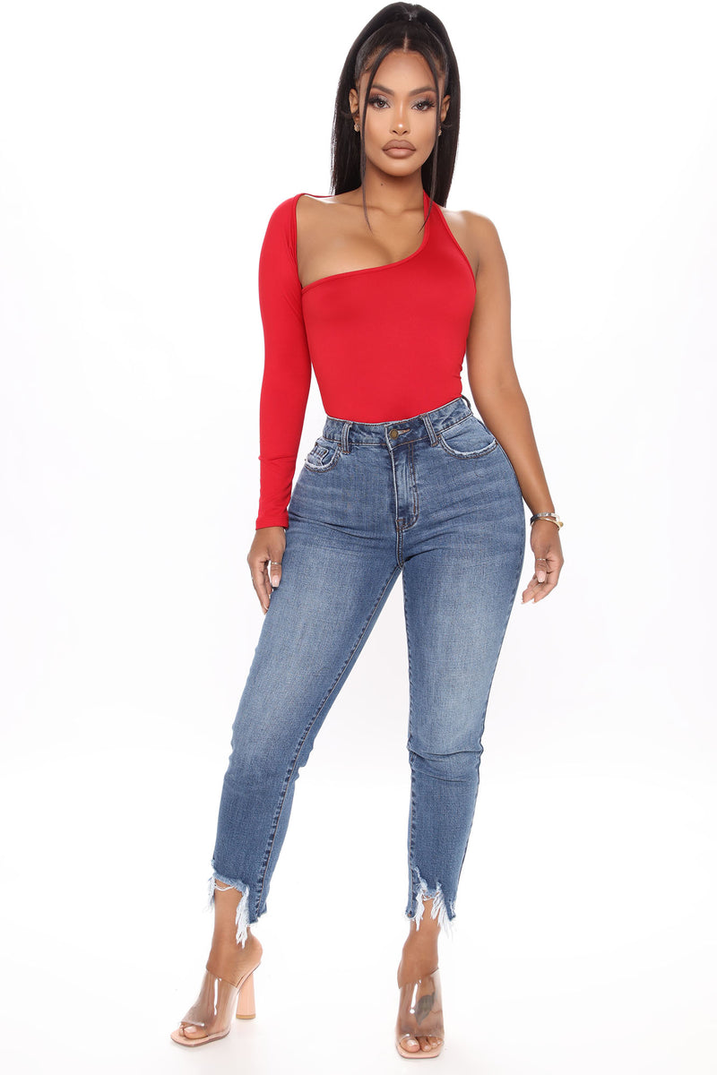 Women's Saturday Nights Corset Bodysuit in Red Size Medium by Fashion Nova