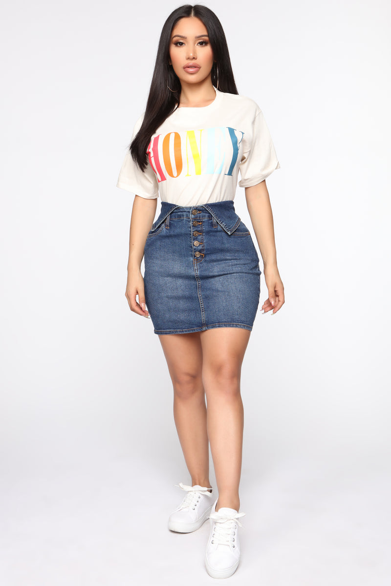 Jean skirt clearance outfit fashion nova