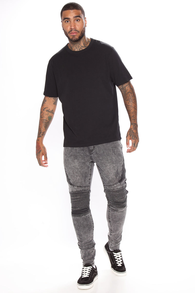 Acid wash biker jeans cheap