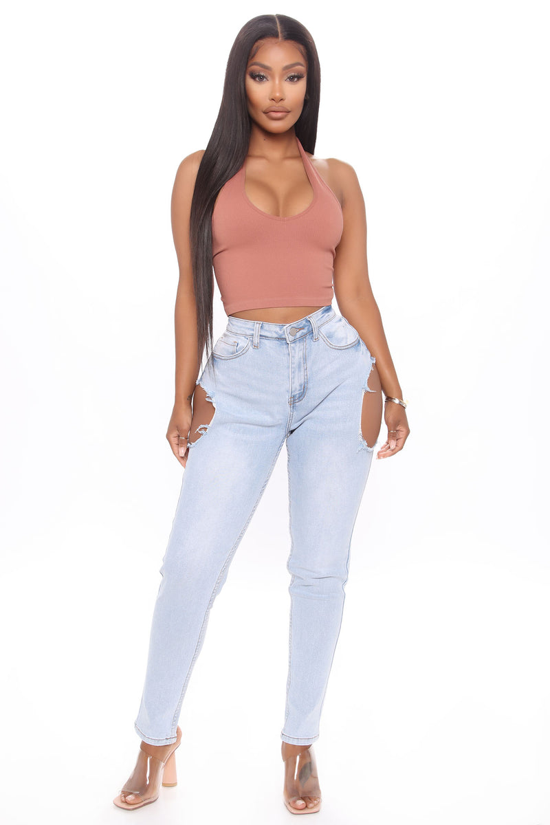 Haley Halter Crop Top - Mauve | Fashion Nova, Knit Tops | Fashion Nova