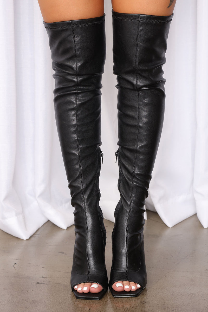 Reel It In Over The Knee Boots Black Fashion Nova Shoes