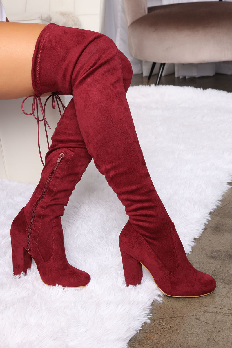 Knee high discount maroon boots