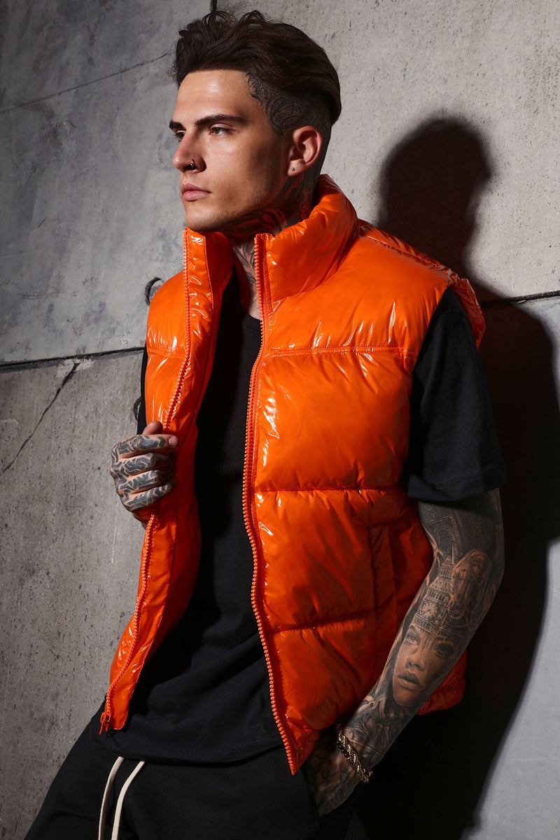 Orange puffer vest clearance