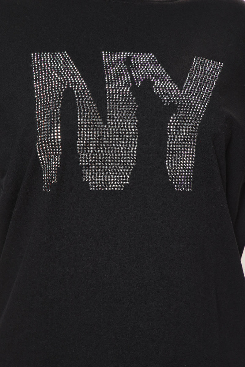 N.Y Rhinestone T-Shirt - Black  Fashion Nova, Screens Tops and
