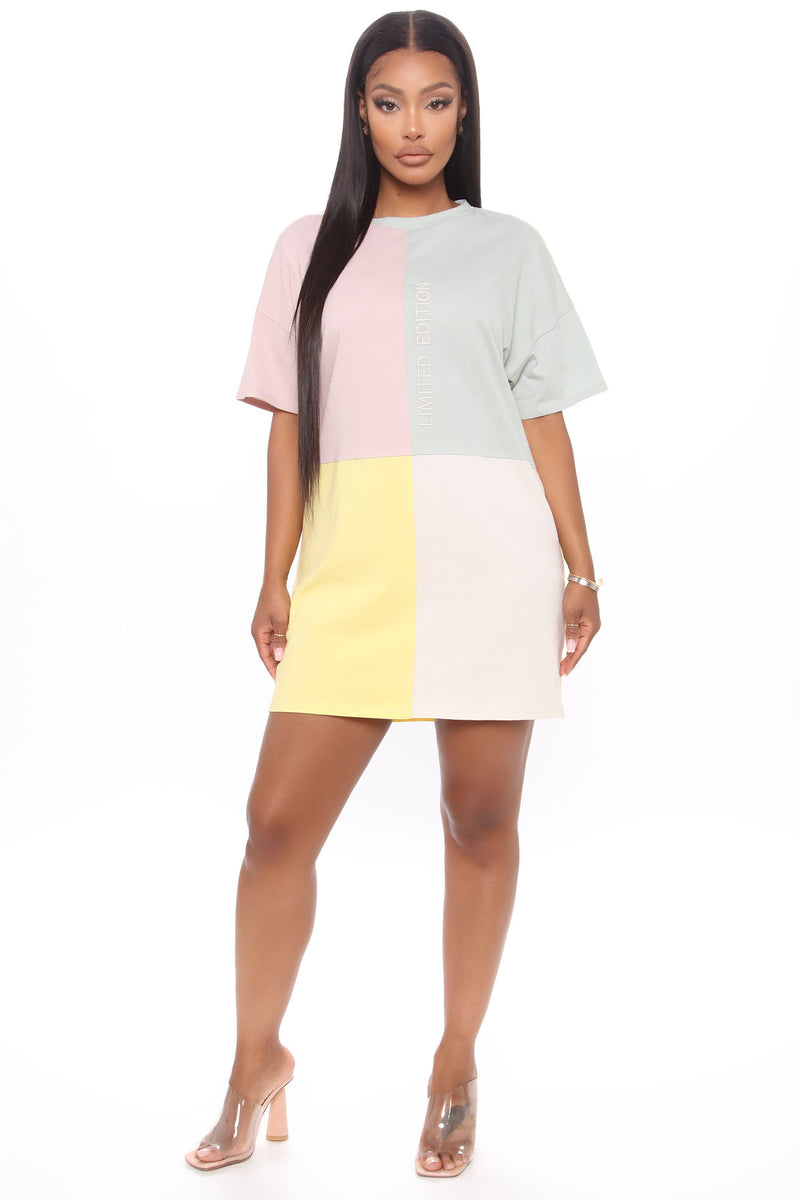 Limited Edition Colorblock Tee Dress Sage combo