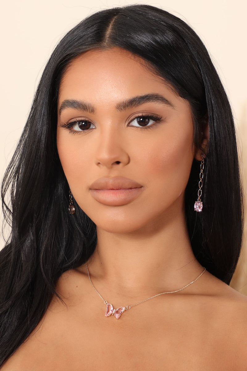 Butterfly Gem Necklace Pink Fashion Nova, Jewelry Fashion Nova