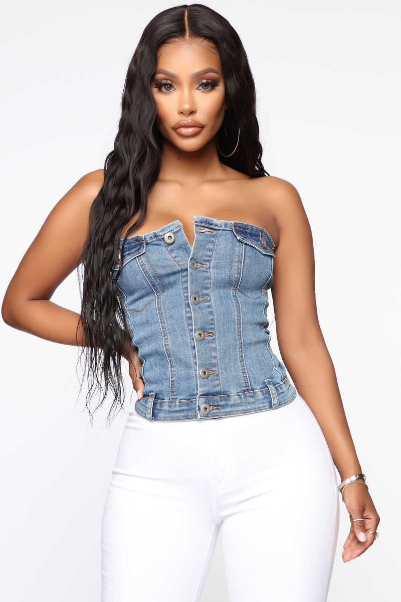 Fashion nova denim shirt top