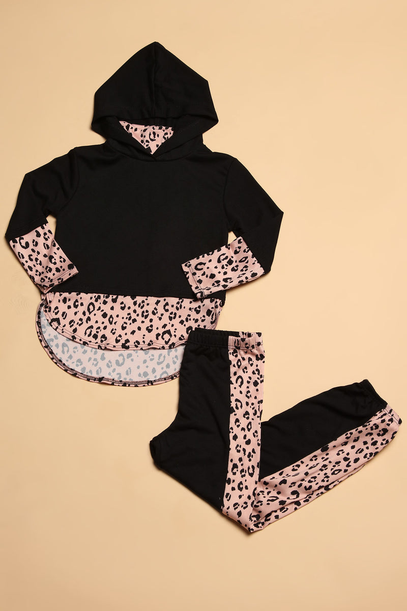 Mini Wild And Cute Jogger Set Black/Pink Fashion Nova, Kids Sets