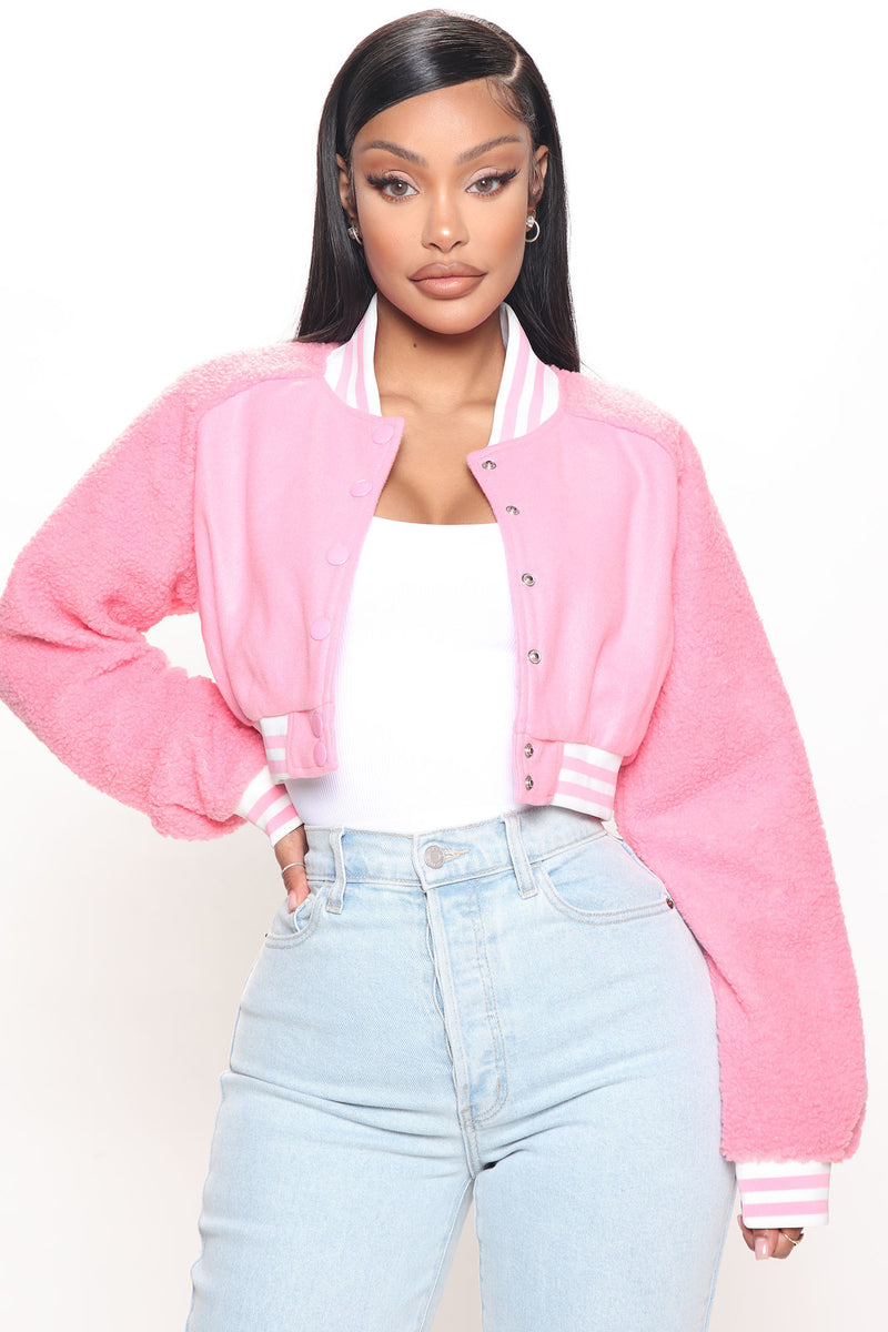 Pink online cropped jacket