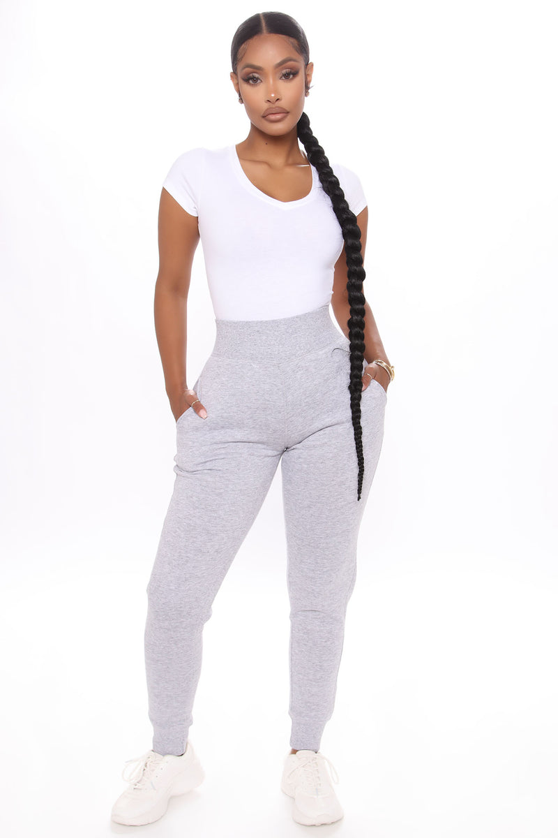 Not A Game Fleece Jogger Heathered Grey Fashion Nova Pants