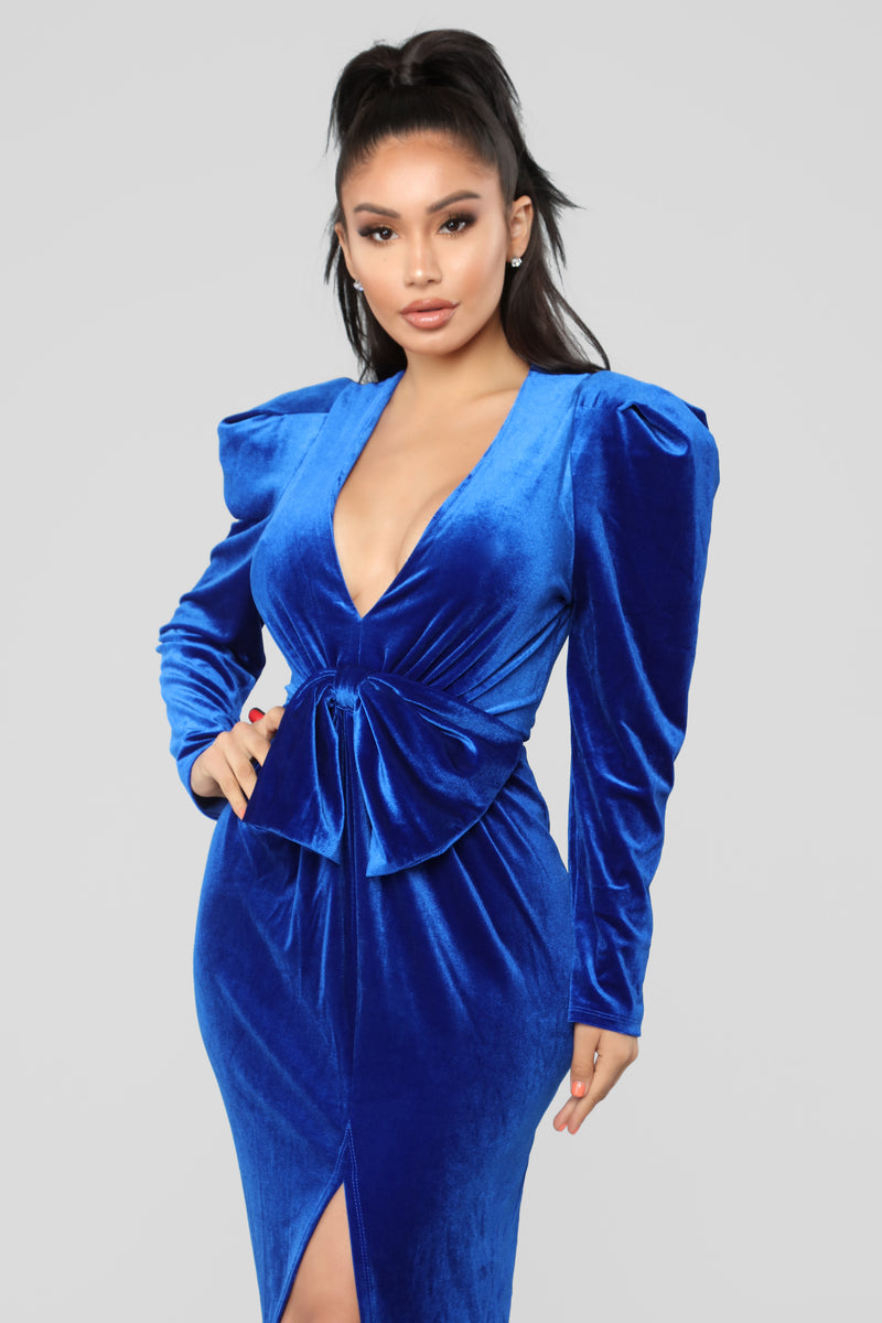 I Slay Velvet Dress Royal