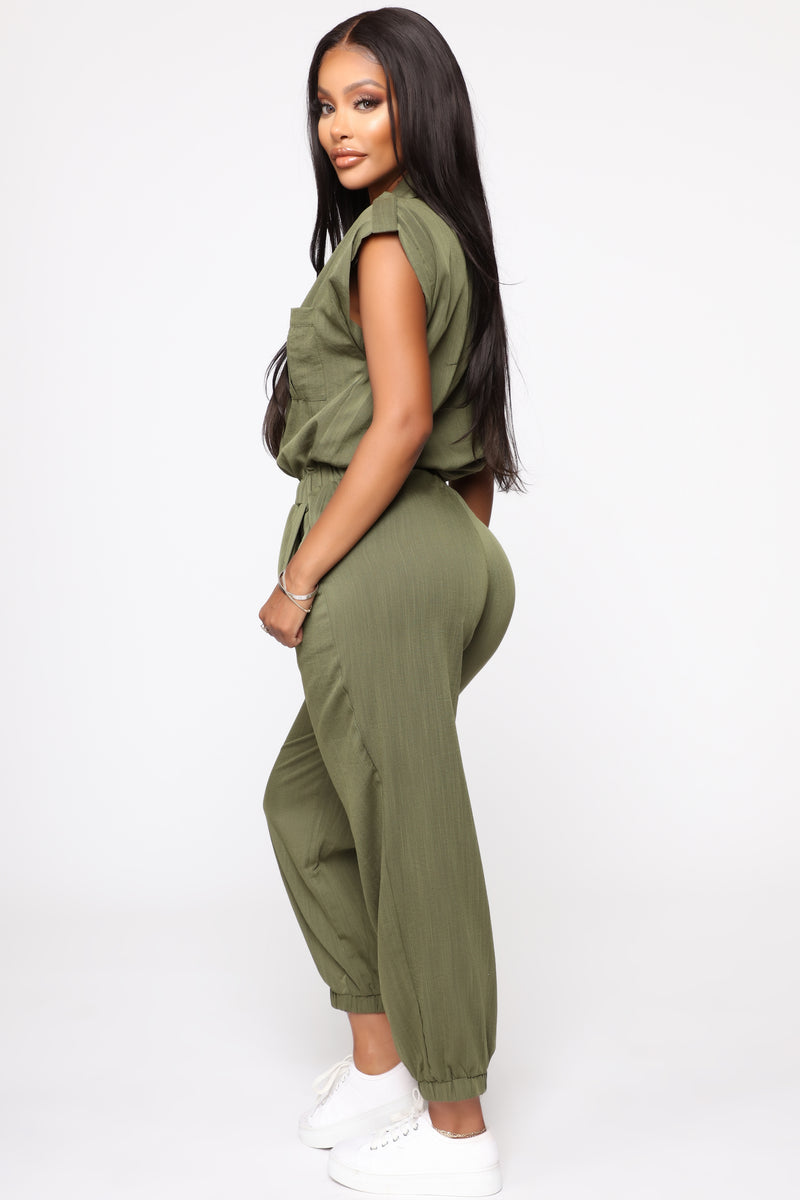 Fashion nova cheap olive green jumpsuit