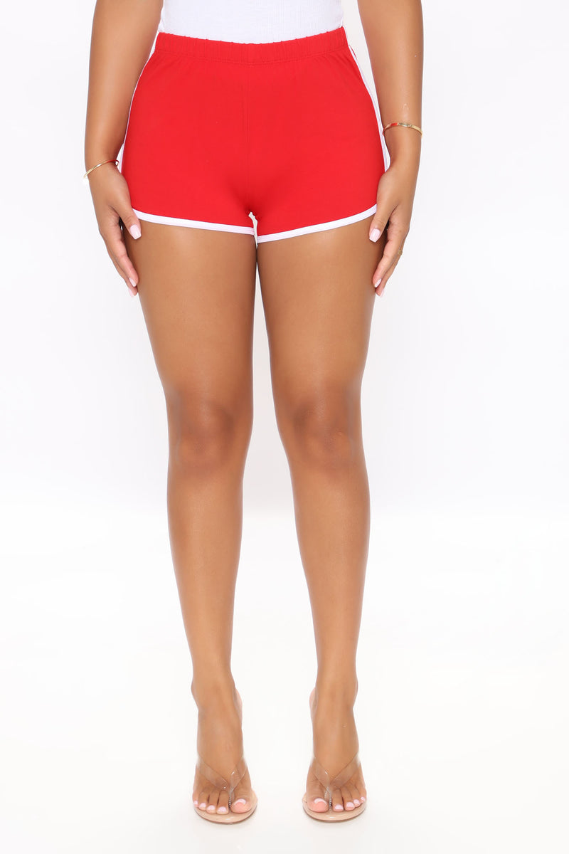Fashion nova red shorts sales