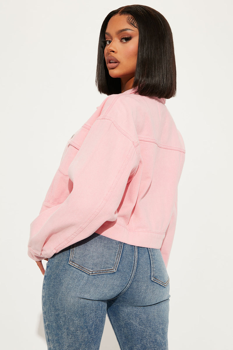 Bershka pink discount denim jacket