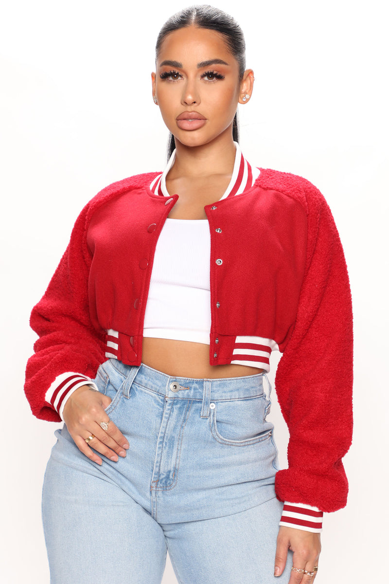 Cropped varsity deals sweater