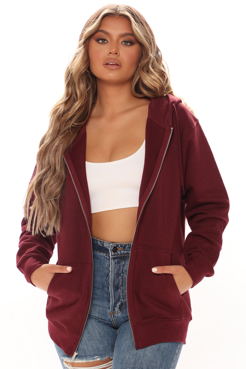 Burgundy zip clearance up jacket