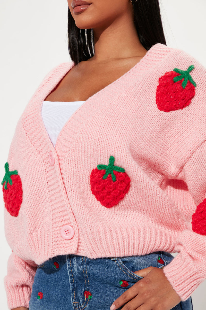 Hot pink Denim jacket, strawberry