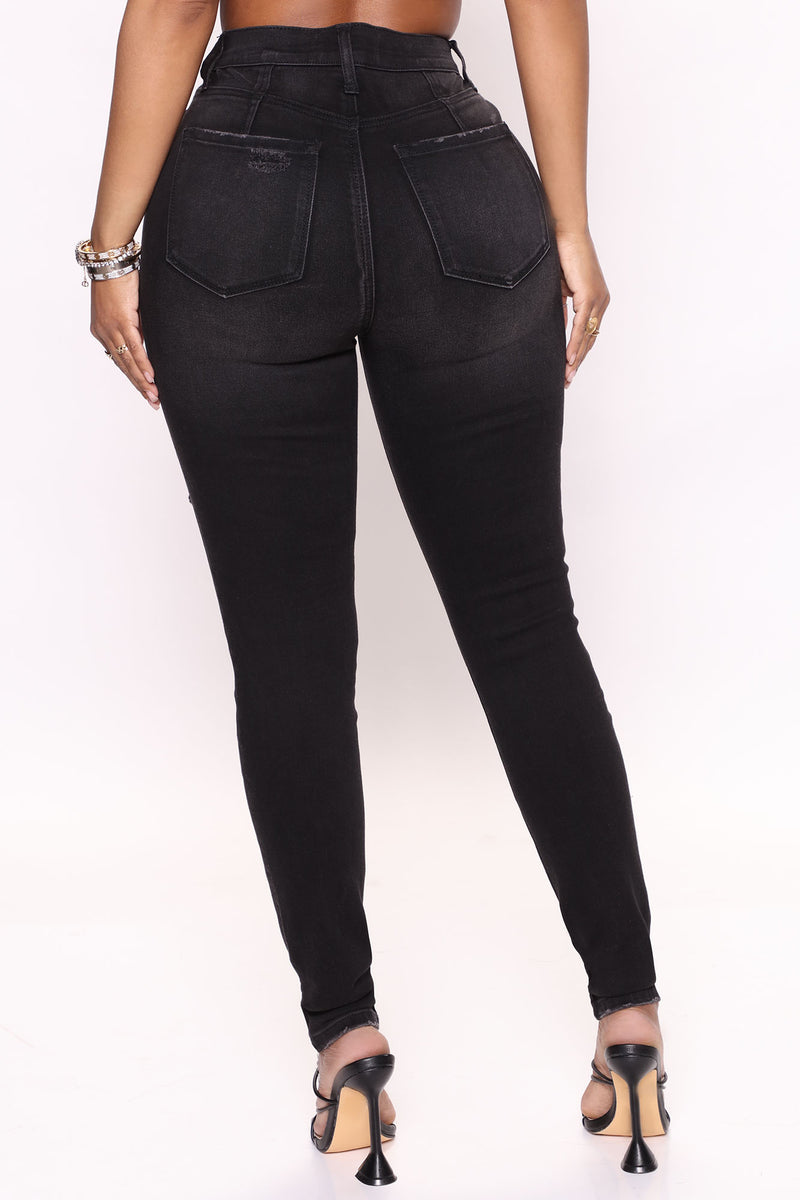 Black ripped skinny jeans fashion nova sales