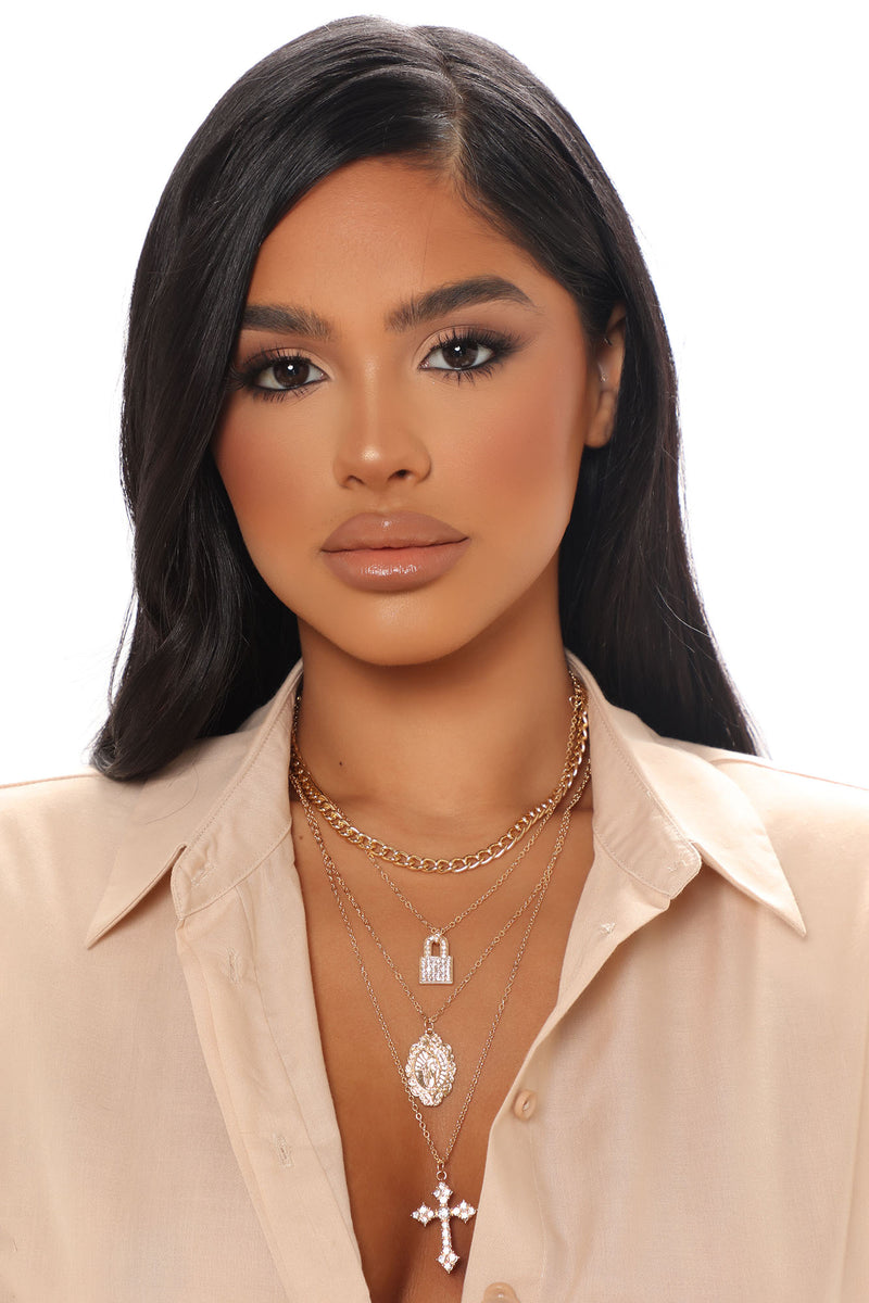 Deep Devotion Layered Necklace Gold Fashion Nova, Jewelry Fashion