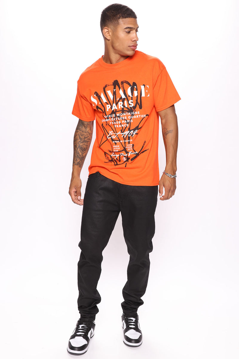Savage Paris Short Sleeve Tee Orange Fashion Nova Mens