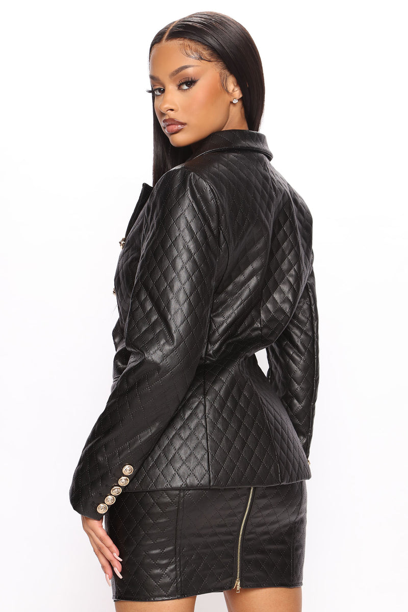 Hilary Leather Blazer Skirt Set - Black | Fashion Nova, Matching