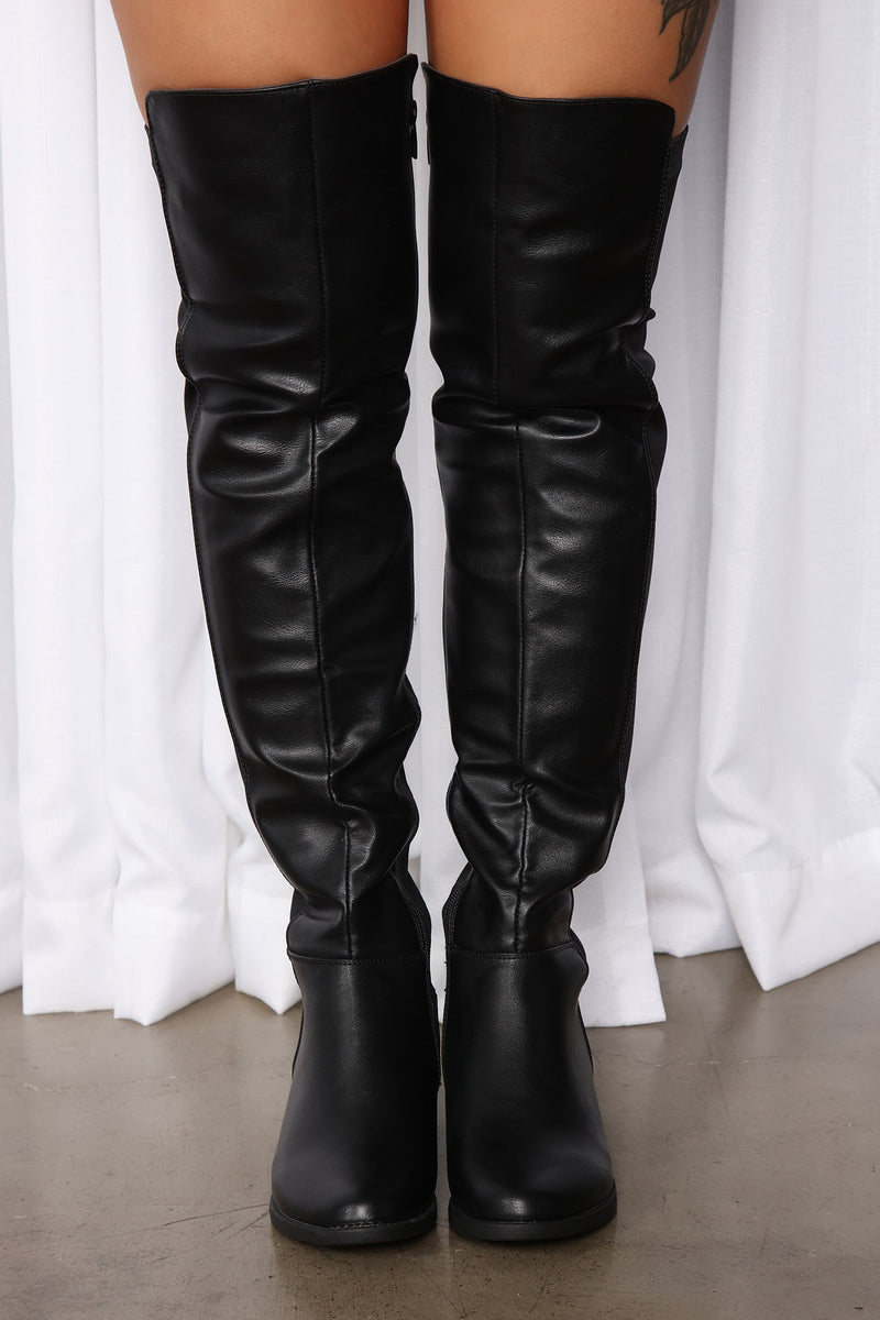 Marja Over The Knee Boot Black combo Fashion Nova Shoes