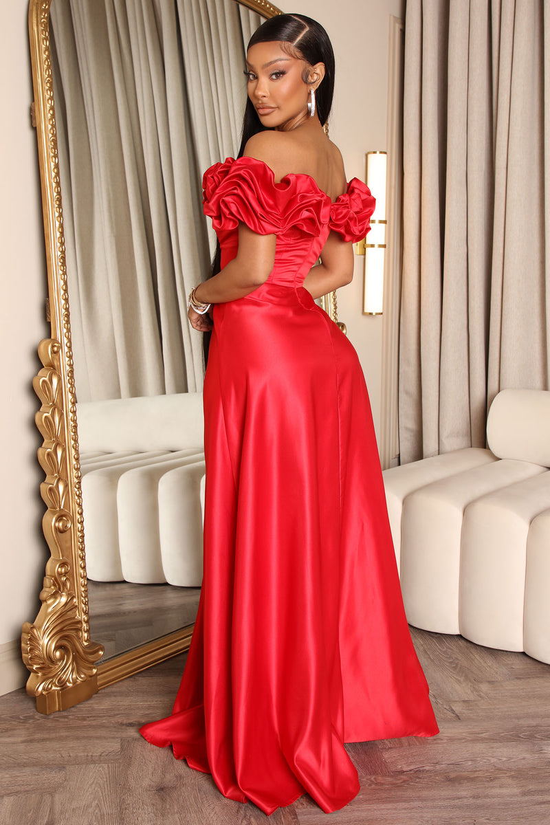Fashion nova red satin dress hotsell
