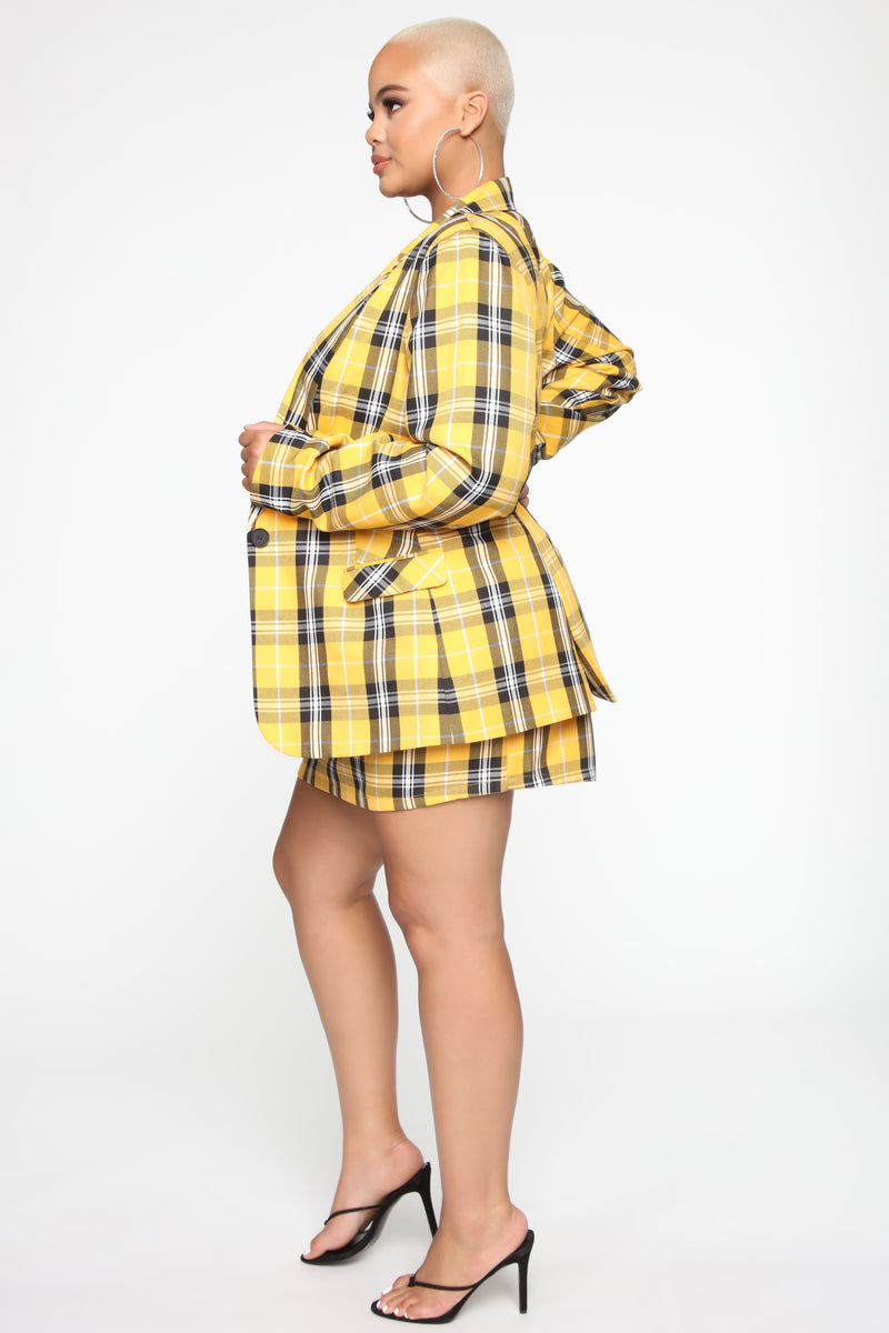 Totally You Plaid Skirt Set Yellow Combo