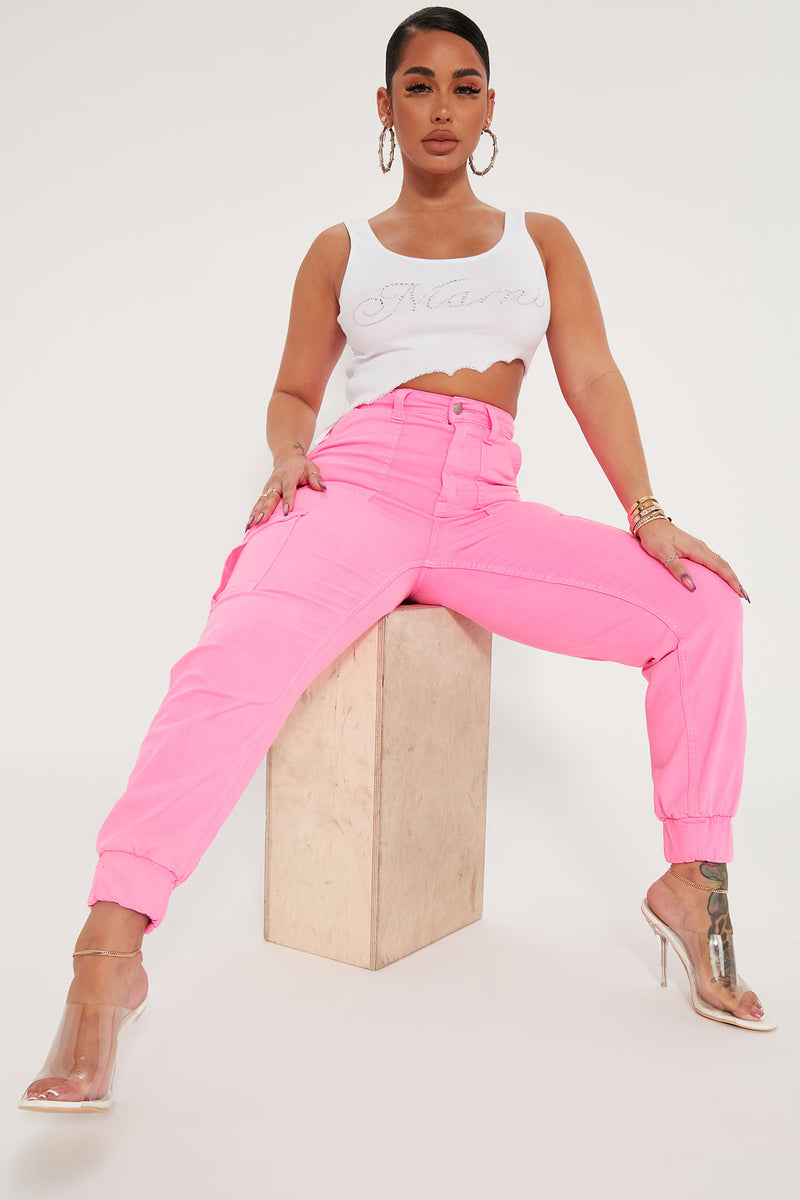 VIP Hot Pink Cargo Jogger Jeans - Hot Pink
