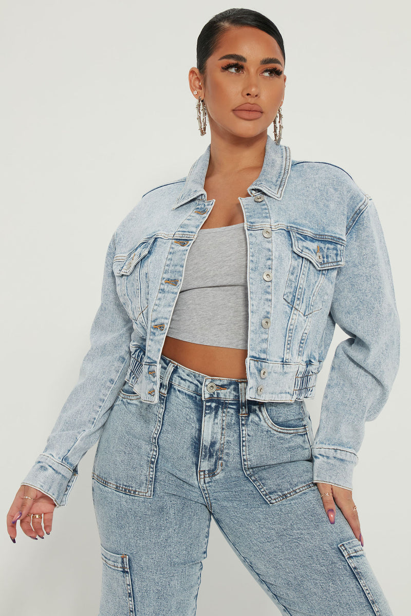 Acid wash sales cropped denim jacket