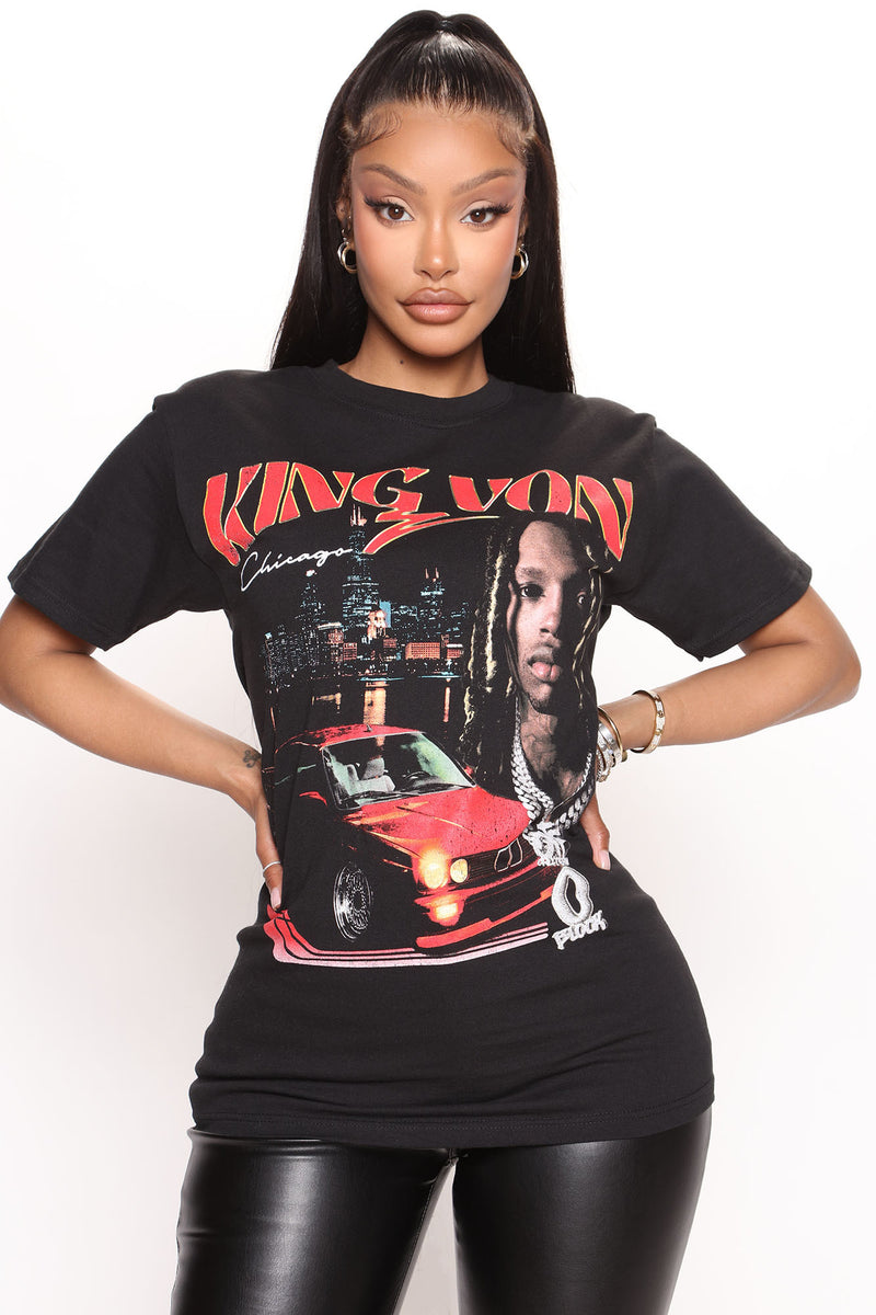 King Von Graphic T-Shirt - Black, Fashion Nova, Screens Tops and Bottoms