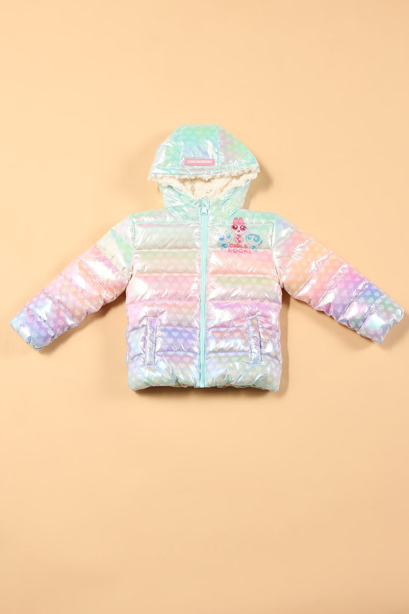 Rainbow puffer clearance jacket fashion nova