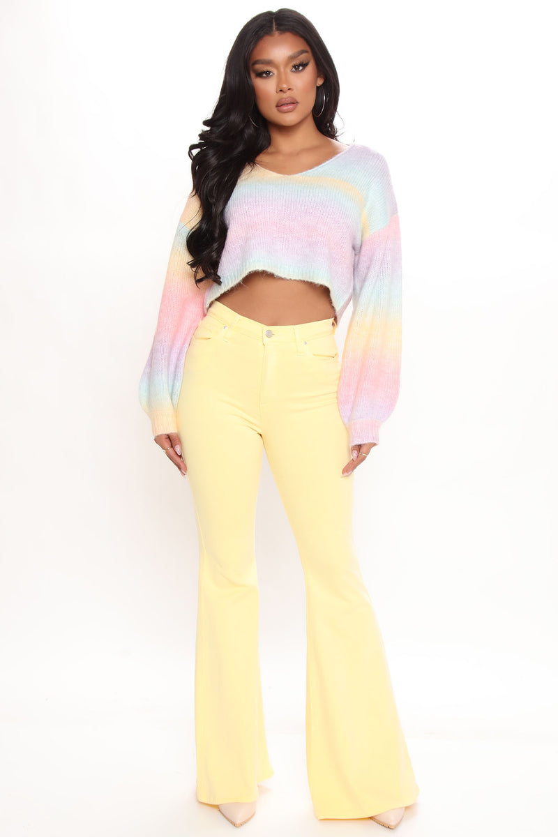 Santorini Super Stretch Flare Jeans Yellow