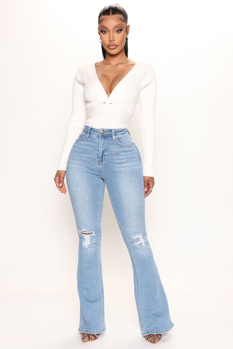 Light wash high best sale waisted flare jeans