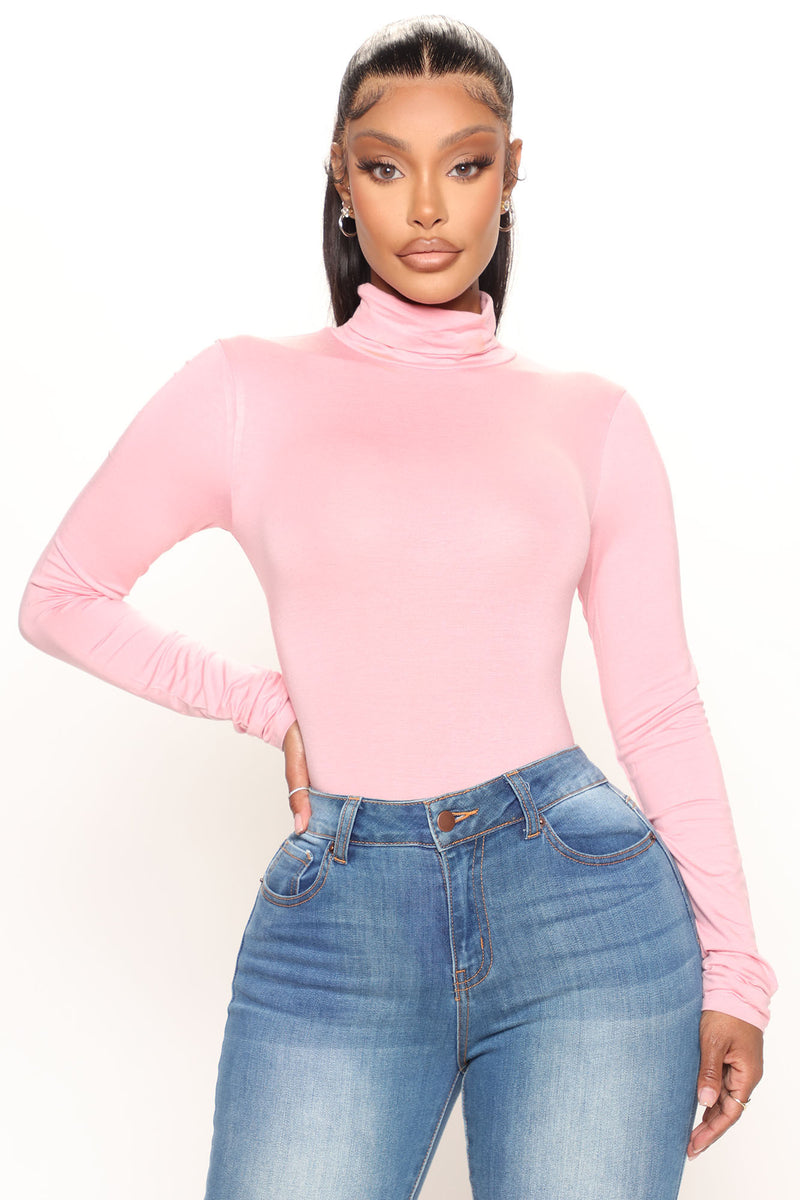 Baby pink online high neck top