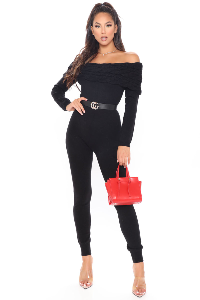 Black off the shoulder jumpsuit fashion nova new arrivals