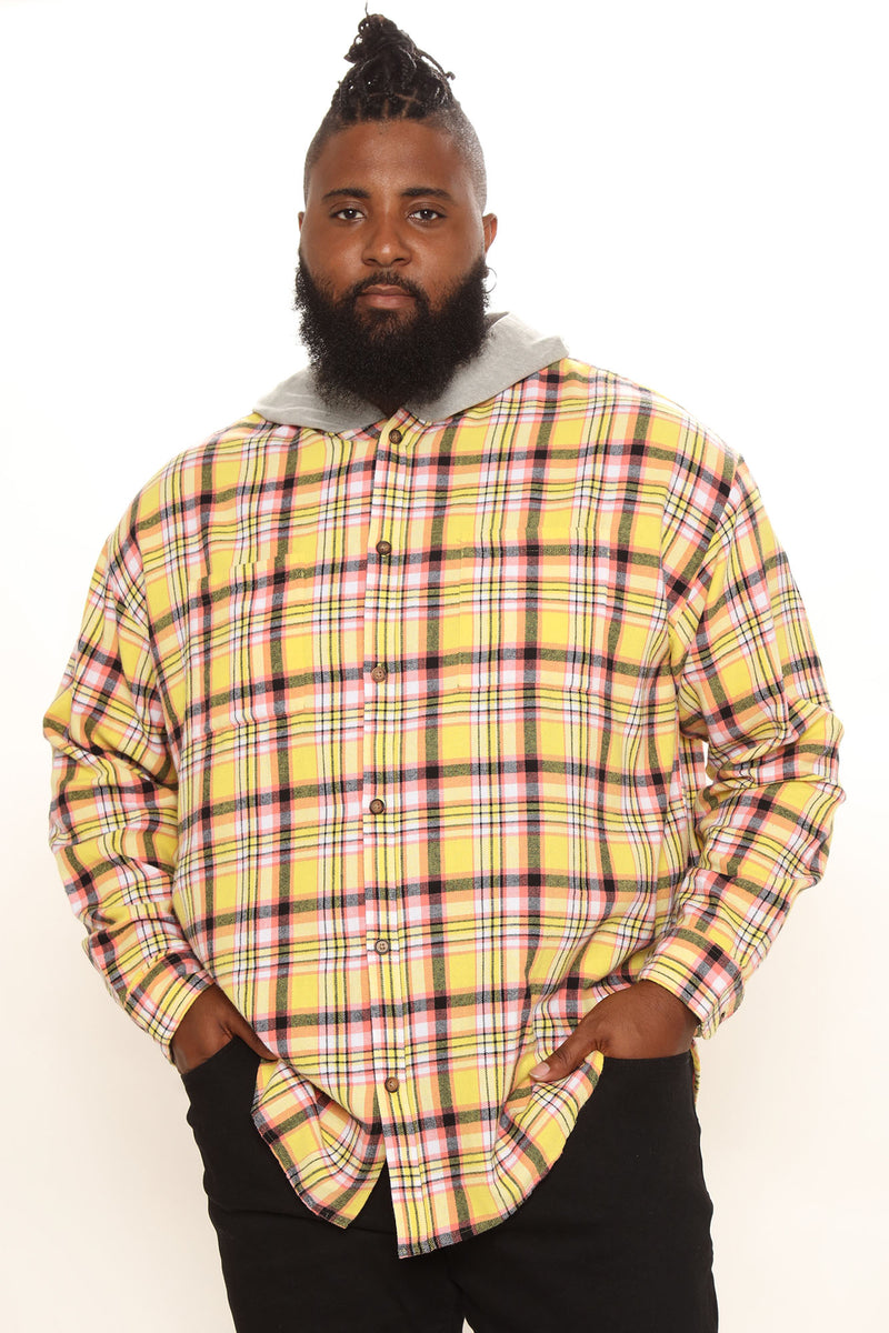 Mens yellow flannel jacket deals