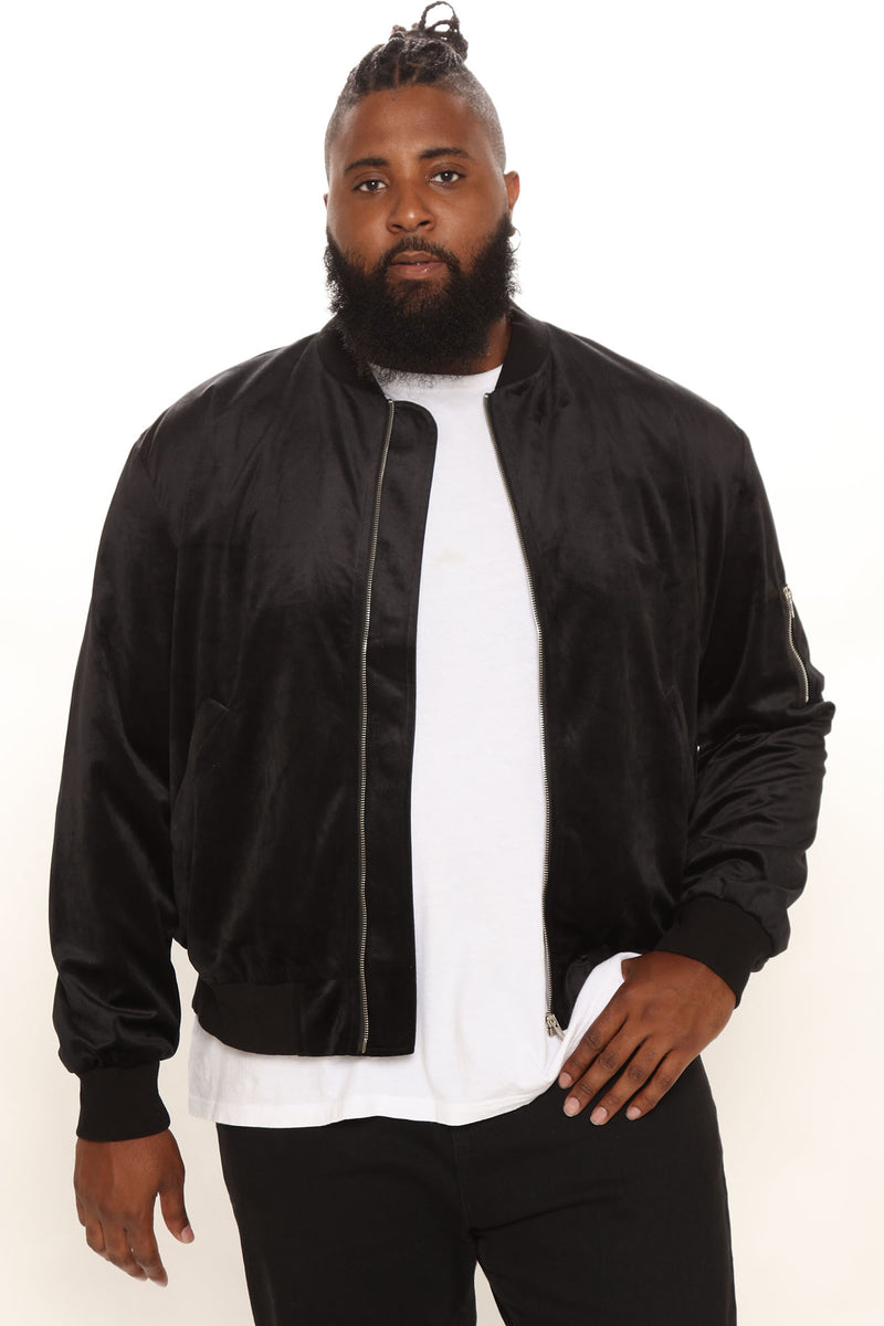 Black velour deals bomber jacket