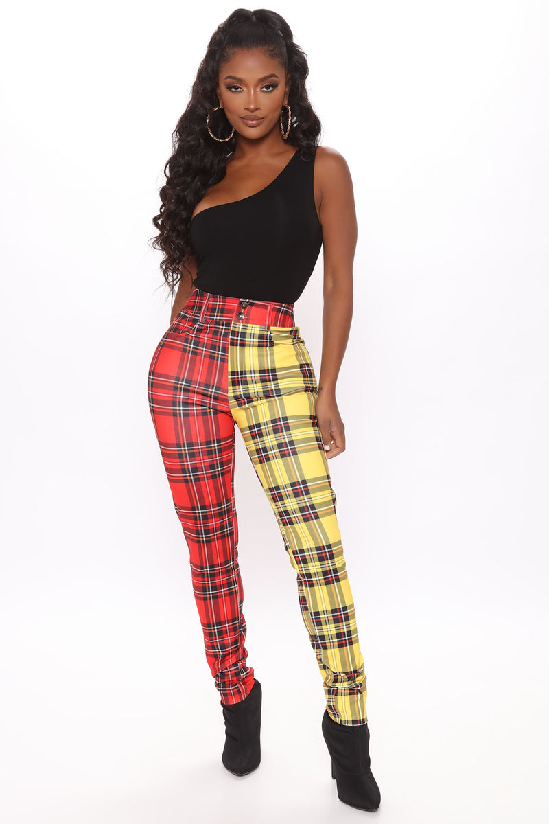 Two Faced Plaid Pant Red combo Fashion Nova Pants Fashion Nova