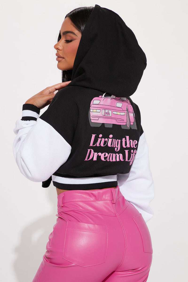 The Original Barbie Cropped Hoodie Black White Fashion Nova