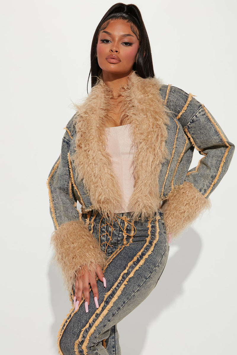 Fashion nova jean jacket with fur on sale