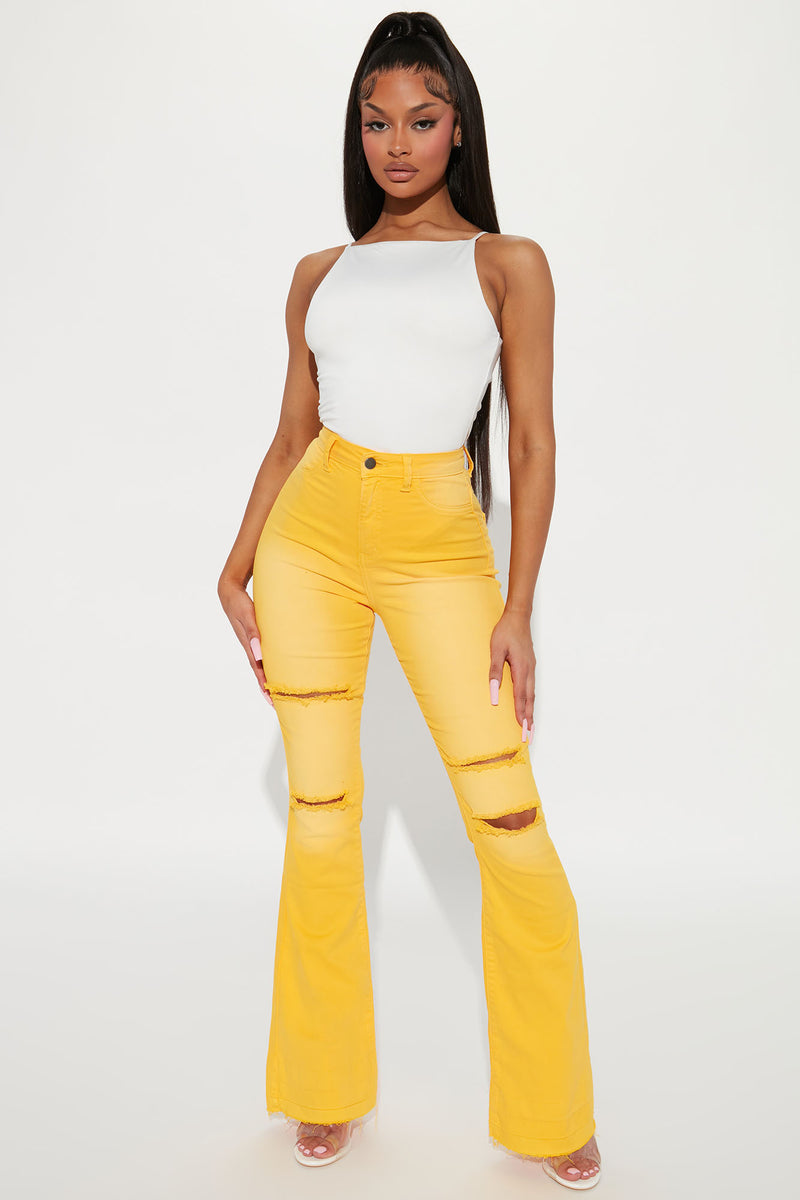 Eye Candy Stretch Flare Jeans Yellow