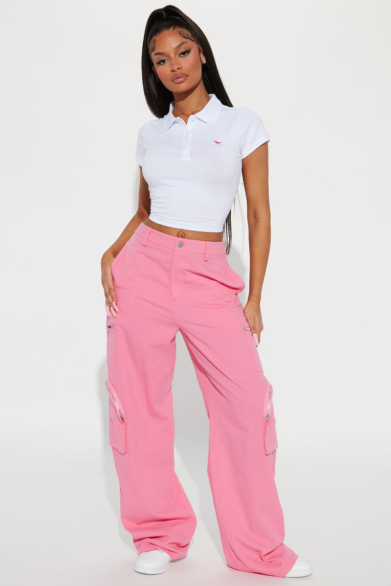Up To Something Wide Leg Cargo Pant 33 - Pink, Fashion Nova, Pants